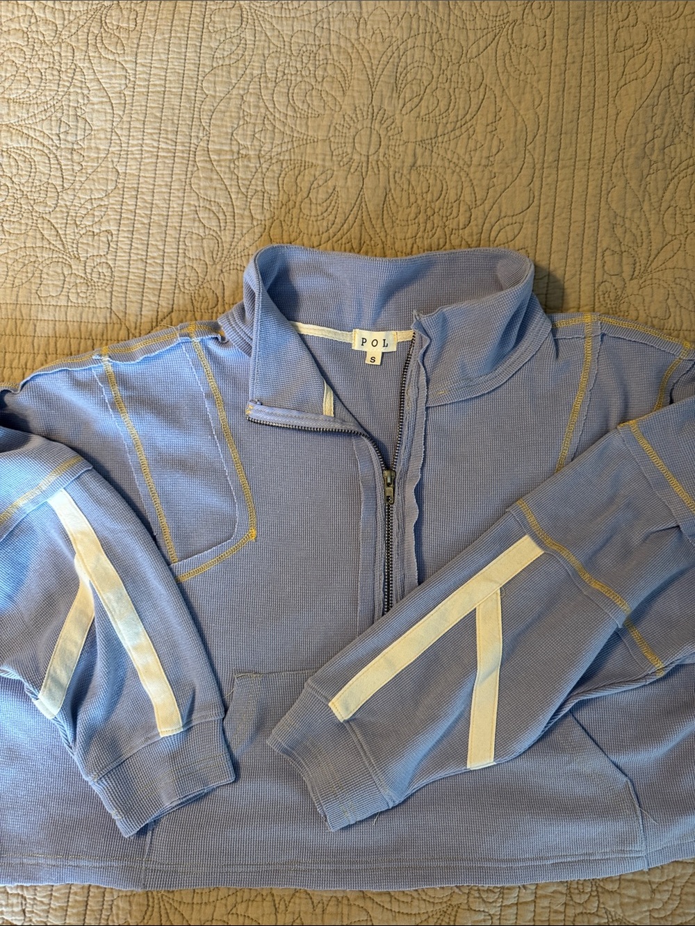 Pol Light Blue Half-Zip Sweater size Oversized Small